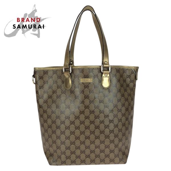 GUCCI グッチ GGクリスタル ベージュ ゴールド ゴールド金具 PVC 189896 トートバ...