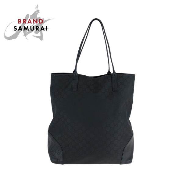 美品 GUCCI グッチ ブラック 黒 ゴールド金具 ナイロン 263345 トートバッグ ハンドバ...