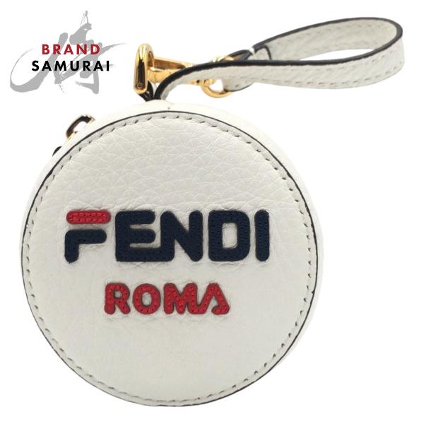美品 FENDI フェンディ FILAコラボ ポーチ付き ホワイト ナイロン 折り畳み バックパック...