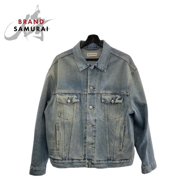 美品 BALENCIAGA バレンシアガ バックロゴ サイズ34 ライトブルー デニム  コットン/...