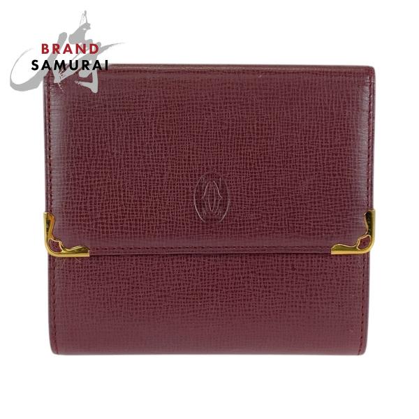 美品 CARTIER カルティエ ヴィンテージ マストライン Wホック ワインレッド ゴールド金具 ...