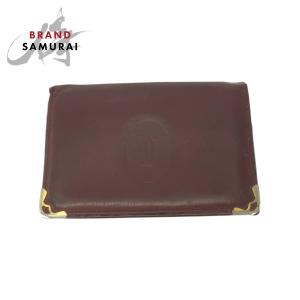 CARTIER カルティエ マストライン ワインレッド ゴールド金具 レザー カードケース パスケース レディース 506255