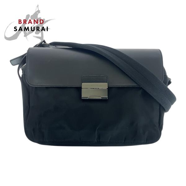 美品 PRADA プラダ テスート ブラック 黒 ガンメタ金具 ナイロン/レザー ショルダーバッグ ...