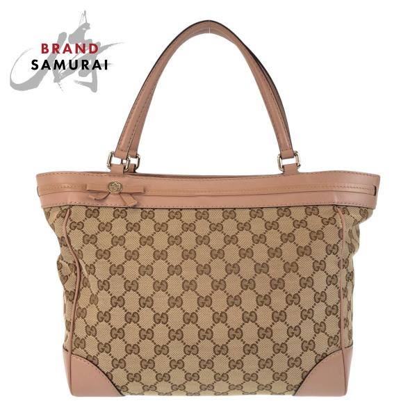 美品 GUCCI グッチ メイフェア ベージュ ピンク GGキャンバス/レザー 257061 トート...