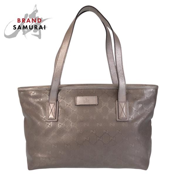 美品 GUCCI グッチ GGインプリメ グレー PVC/レザー 211138 トートバッグ ショル...