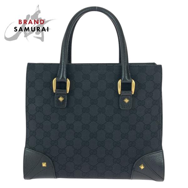 美品 GUCCI グッチ ブラック 黒 ゴールド金具 GGキャンバス/レザー 120895 トートバ...