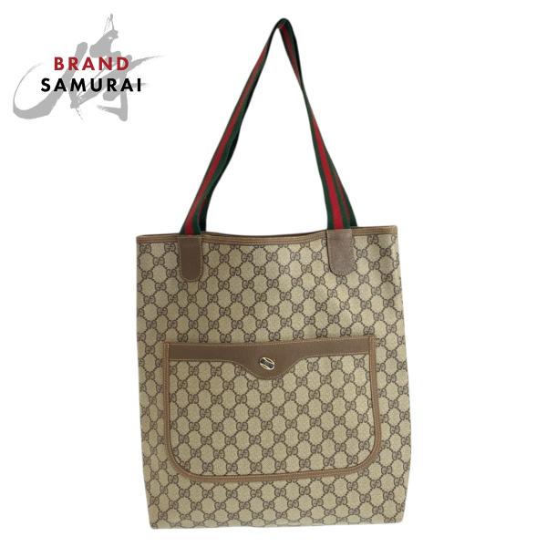 美品 GUCCI グッチ オールドグッチ シェリーライン ブラウン ベージュ GGスプリームキャンバ...