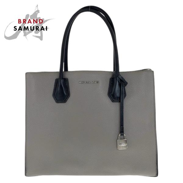 Michael Kors マイケルコース グレー ホワイト ブラック シルバー金具 レザー トートバ...
