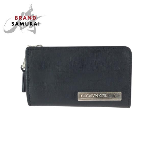 Calvin Klein カルバンクライン CK 4連 ブラック 黒 シルバー金具 レザー キーケー...