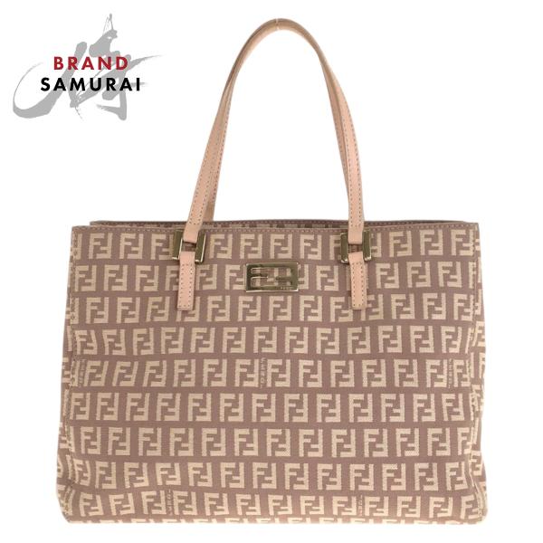 FENDI フェンディ ズッカ柄 ピンク サーモンピンク ゴールド金具 キャンバス/レザー 8BH1...