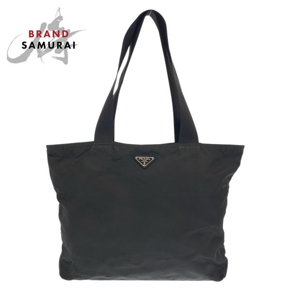 美品 PRADA プラダ テスート 三角ロゴプレート ブラック 黒 シルバー金具 ナイロン ショルダ...