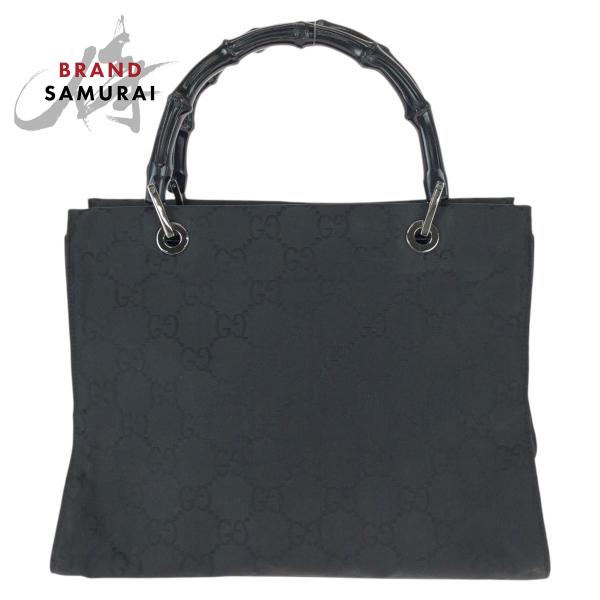 GUCCI グッチ バンブー GG柄 ブラック 黒 シルバー金具 ナイロン 002.1016 トート...
