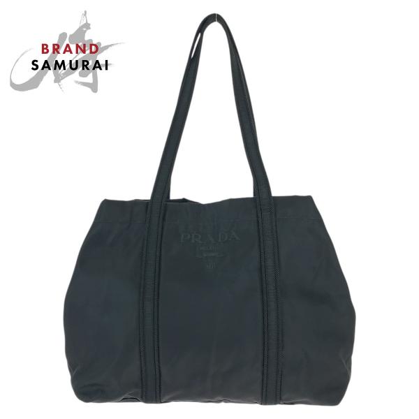 美品 PRADA プラダ テスート ブラック 黒 シルバー金具 ナイロン ショルダーバッグ トートバ...
