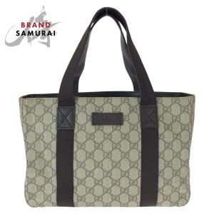 美品 GUCCI グッチ GG柄 カーキ ダークブラウン GGスプリームキャンバス/レザー 141976 トートバッグ 男女兼用 レディース 601095