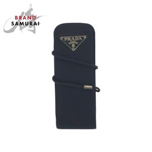 美品 PRADA プラダ テスート 三角ロゴプレート ブラック 黒 シルバー金具 ナイロン 携帯ケース シガレットケース IQOSケース 601210