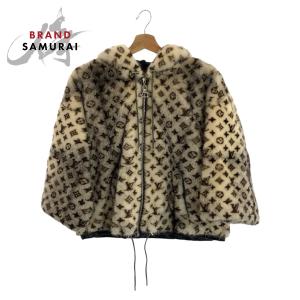 超美品 ルイヴィトン モノグラム ファー サイズ34 ブラウン オフホワイト ミンクジャケット ミンクパーカー ミンクコート 601252