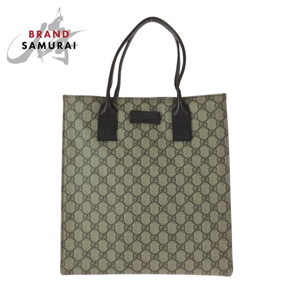美品 GUCCI グッチ ベージュ ブラウン シルバー金具 GGスプリームキャンバス/レザー 912...