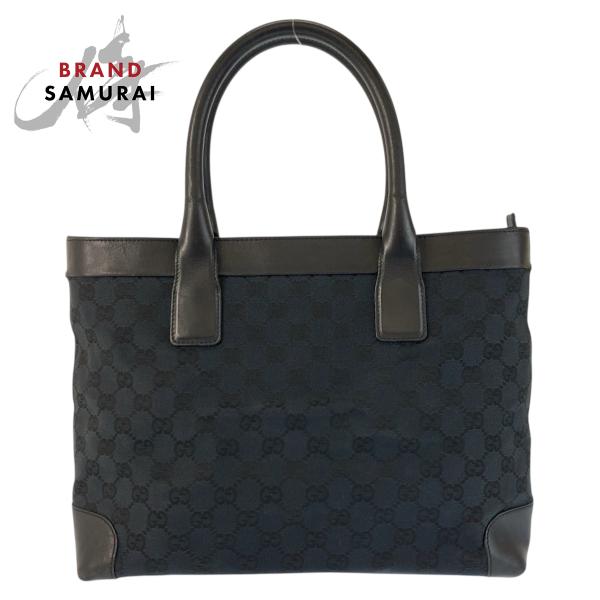 美品 GUCCI グッチ ブラック 黒 GGキャンバス/レザー 002 1119 トートバッグ ハン...