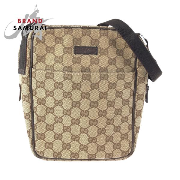 美品 GUCCI グッチ ベージュ ブラウン GGキャンバス/レザー 122759 ショルダーバッグ...