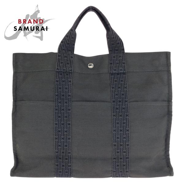 美品 HERMES エルメス エールライン MM グレー シルバー金具 ポリアミド/ポリエステル ト...