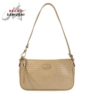 美品 TOD’S トッズ ベージュ ゴールド金具 レザー ショルダーバッグ アクセサリーポーチ レディース 602973