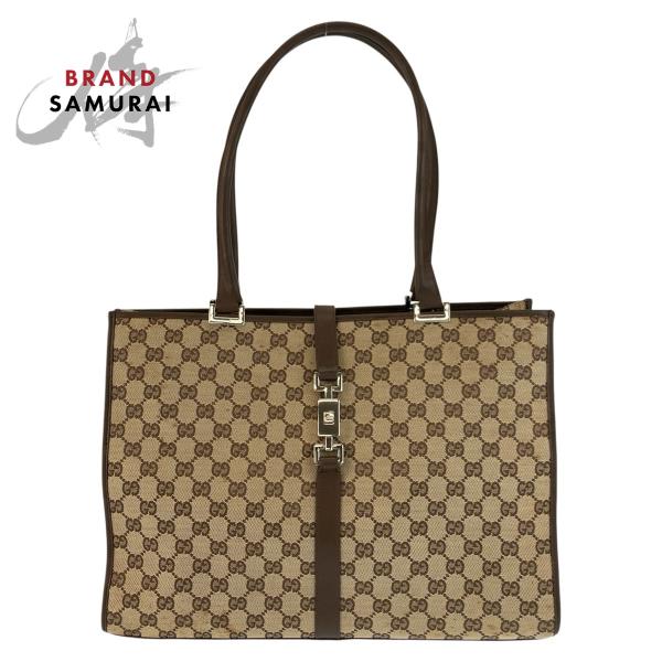 GUCCI グッチ ジャッキー ブラウン ベージュ シルバー金具 GGキャンバス 002 1074 ...
