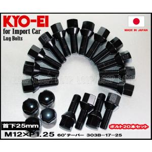 KYO-EI ラグボルト 20本 M12×P1.25 17HEX 全長52mm首下25mm ブラック 60°テーパー座 303B-17-25-20P 協永産業