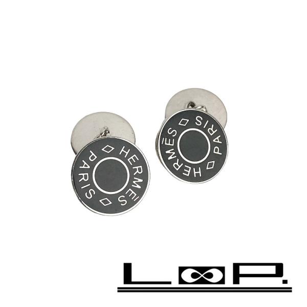 ■中古■　エルメス セリエ カフス ブラック シルバー 箱 【106323】