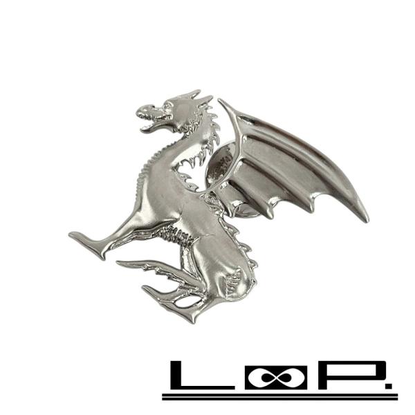 ■未使用■　エルメス タリスマン ピンブローチ ドラゴン 竜 シルバー メタル 箱【13014】2