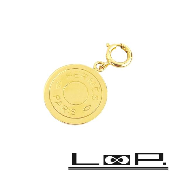 ■新同■　 エルメス セリエ チャーム トップ アクセサリー ネックレス ペンダント ゴールド GP...