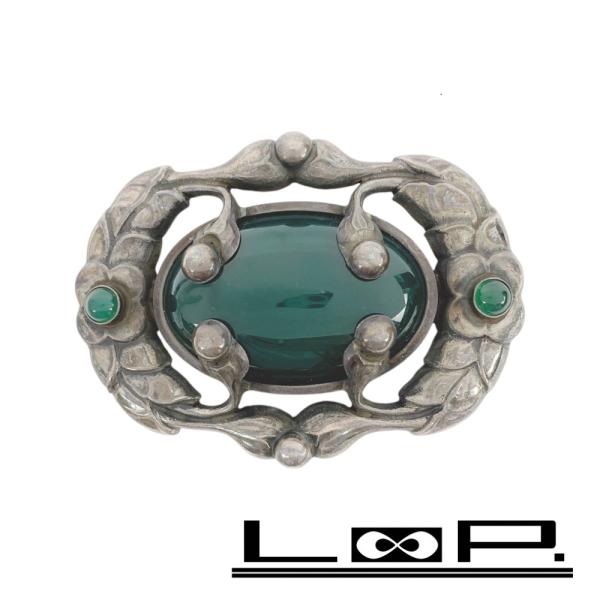 ■美品■ヴィンテージ■　ジョージジェンセン 帯留め アクセサリー グリーンアゲート SV 925 ＃...
