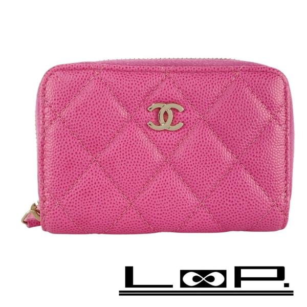 ■美品■　シャネル コインケース 小銭入れ ココマーク マトラッセ キャビア SS ピンク 【245...
