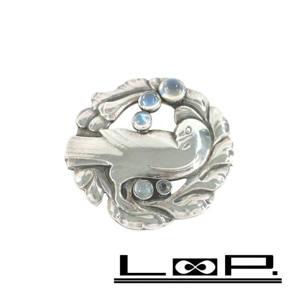 ◆SALE◆　■美品■　ジョージジェンセン ブローチ ムーンストーン 鳥 SV925 シルバー 12...