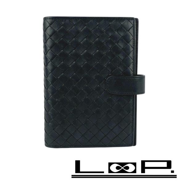 SALE!!!!■美品■　ボッテガヴェネタ 手帳カバー 6穴 イントレチャート レザー ブラック Z...