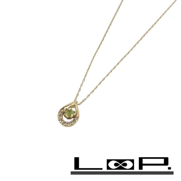 ■美品■　4℃ ヨンドシー ネックレス ゴールド グリーン K10 ラインストーン カラーストーン ...