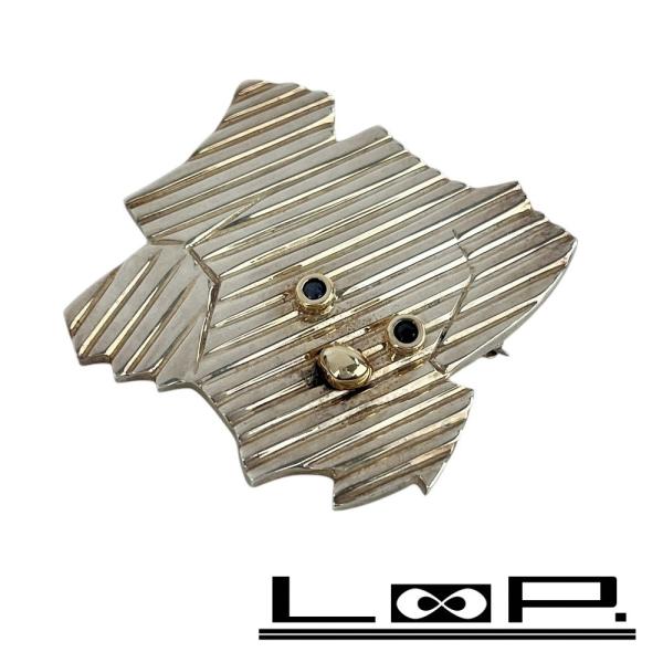 ■美品■　ティファニー ブローチ 犬 ドッグ アニマル サファイヤ K14 SV925 【32757...