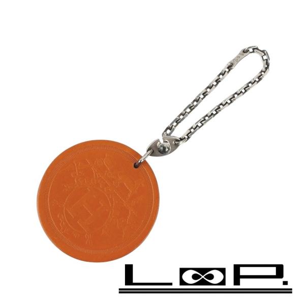 ■美品■2008年■京都高島屋限定■　エルメス バッグ チャーム キーホルダー オレンジ レザー 箱...