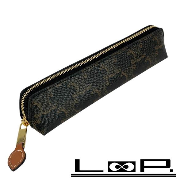 ■未使用■　セリーヌ ペンケース 筆箱 文房具 トリオンフ レザー ブラウン 4M2182 【342...