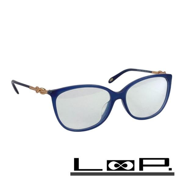 ■美品■　ティファニー 眼鏡 メガネ ファッション ゴールド ブルー GP ラインストーン 【343...