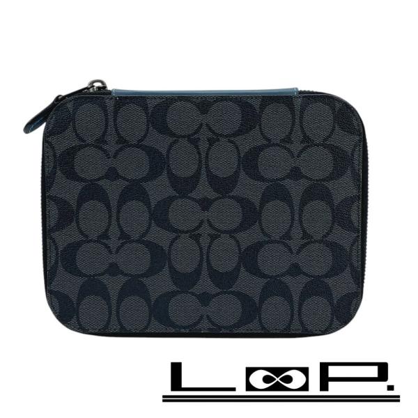 ■未使用■　コーチ 小物入れ アクセサリー コスメ ボックス ケース シグネチャー PVC グレー ...