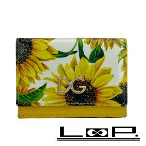 ■美品■　ドルチェ＆ガッパーナ ドルガバ 三つ折り 財布 コンパクト ウォレット ひまわり レザー イエロー Bl1048 箱【384615】5｜loopland