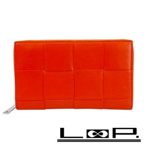■美品■　ボッテガヴェネタ イントレチャート ラウンドジップ 長財布 ウォレット レザー オレンジ 【392351】5｜loopland