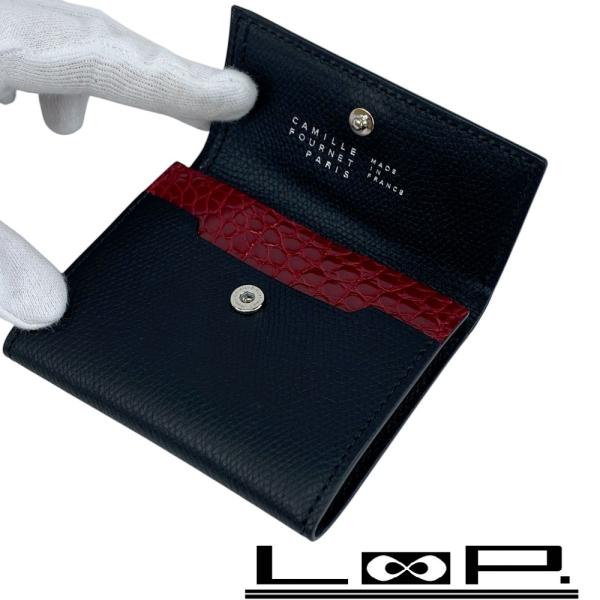 ■新品■クロコ■　カミーユフォルネ コインケース 小銭入れ カードケース アリゲーター レザー ブラ...