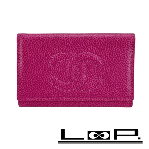 ■美品■　シャネル 6連 キーケース 鍵 ココマーク レザー キャビアスキン ピンク 【400193...