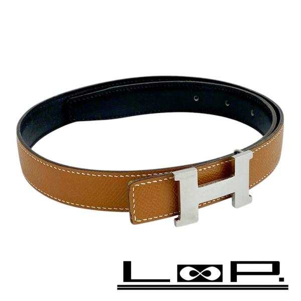 ■中古■　エルメス コンスタンス ベルト SS クシュベル ボックスカーフ ブラック ゴールド シル...