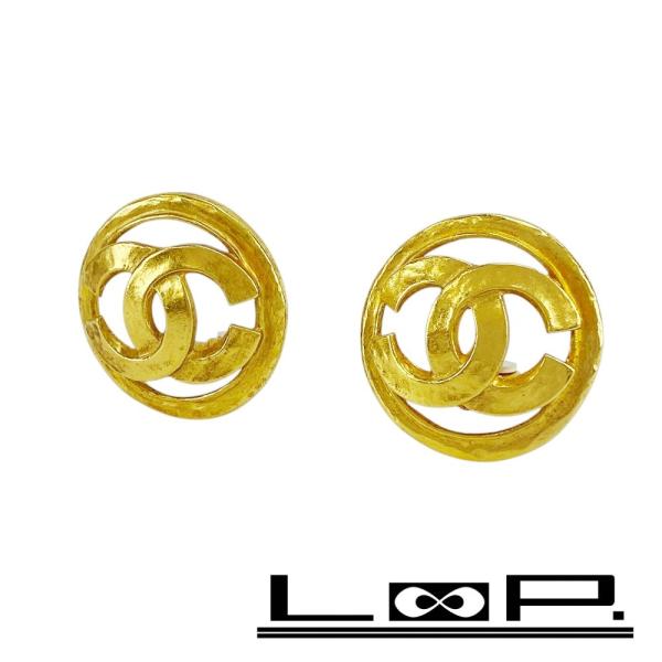 ■新同■　シャネル サークル ココ イヤリング アクセサリー GP ゴールド 94P 箱 【4090...