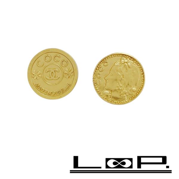 ■美品■　シャネル ココ ロゴ マドモアゼル ラウンド イヤリング アクセサリー GP ゴールド 0...