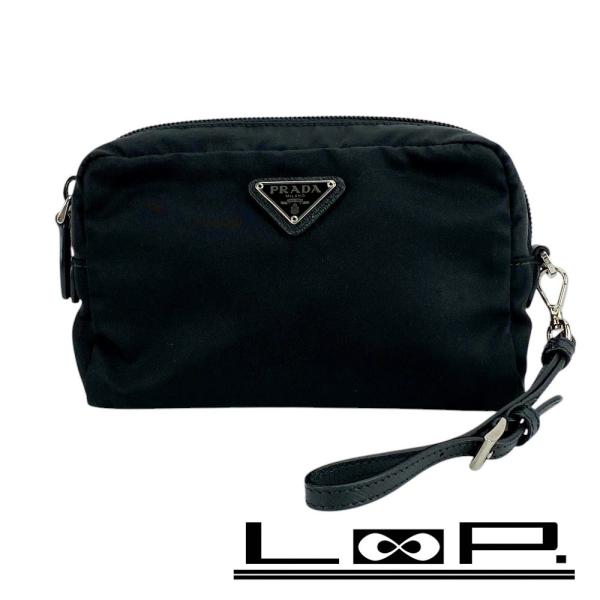 ■美品■　プラダ ポーチ メイク 化粧 小物入れ ナイロン ブラック NERO 1NE021 【41...