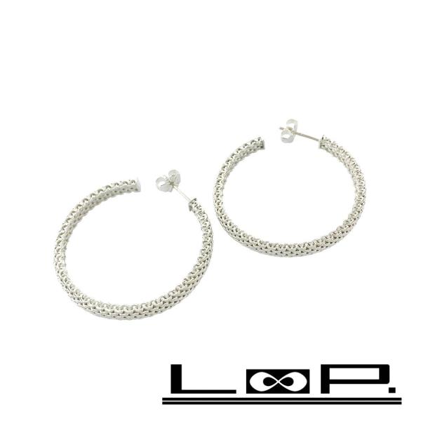 ■新同■磨き済■　ティファニー メッシュ フープ ピアス アクセサリー シルバー SV 925 【4...