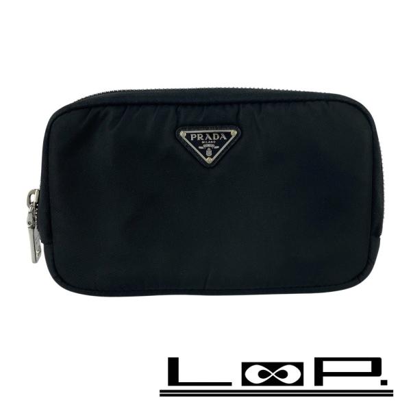 ■美品■　プラダ Re-Nylon 長財布 ポーチ型 財布 ラウンド 長財布 ナイロン ブラック  ...